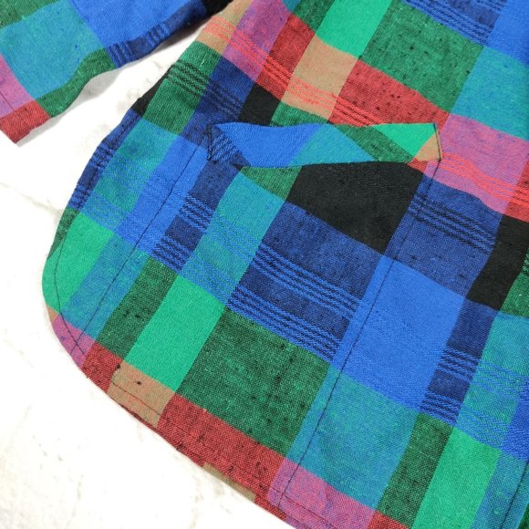 Vintage JG Collection by Joyce open front shoulder pads power blazer plaid sz 18 - Picture 7 of 8